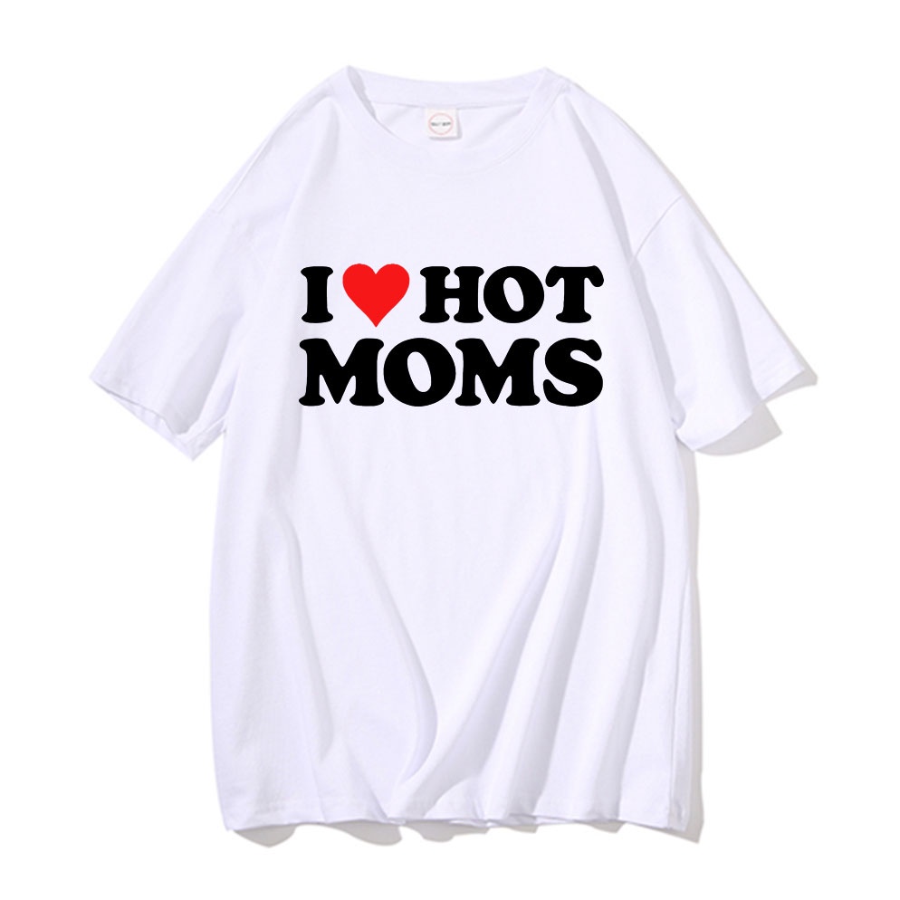 เสื้อยืดแขนสั้น-เสื้อยืดลําลอง-ผ้าฝ้าย-100-พิมพ์ลาย-i-love-moms-หัวใจ-สีแดง-แฟชั่น-สําหรับผู้ชาย-ผู้หญิง
