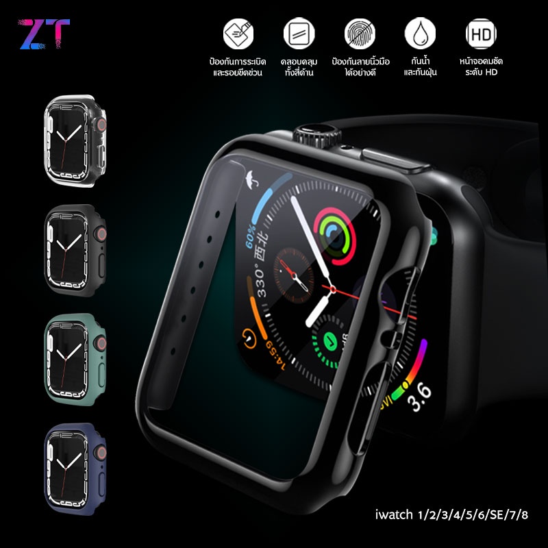 ภาพสินค้าสำหรับ เคสแอปเปิ้ลวอช สำหรับ for smart watch 8/7/6/5/4/3/2/1/SEเคส for Watch สายนาฬิกา PC+Glass สำหรับ watch SE จากร้าน zhongtaidigital บน Shopee ภาพที่ 1
