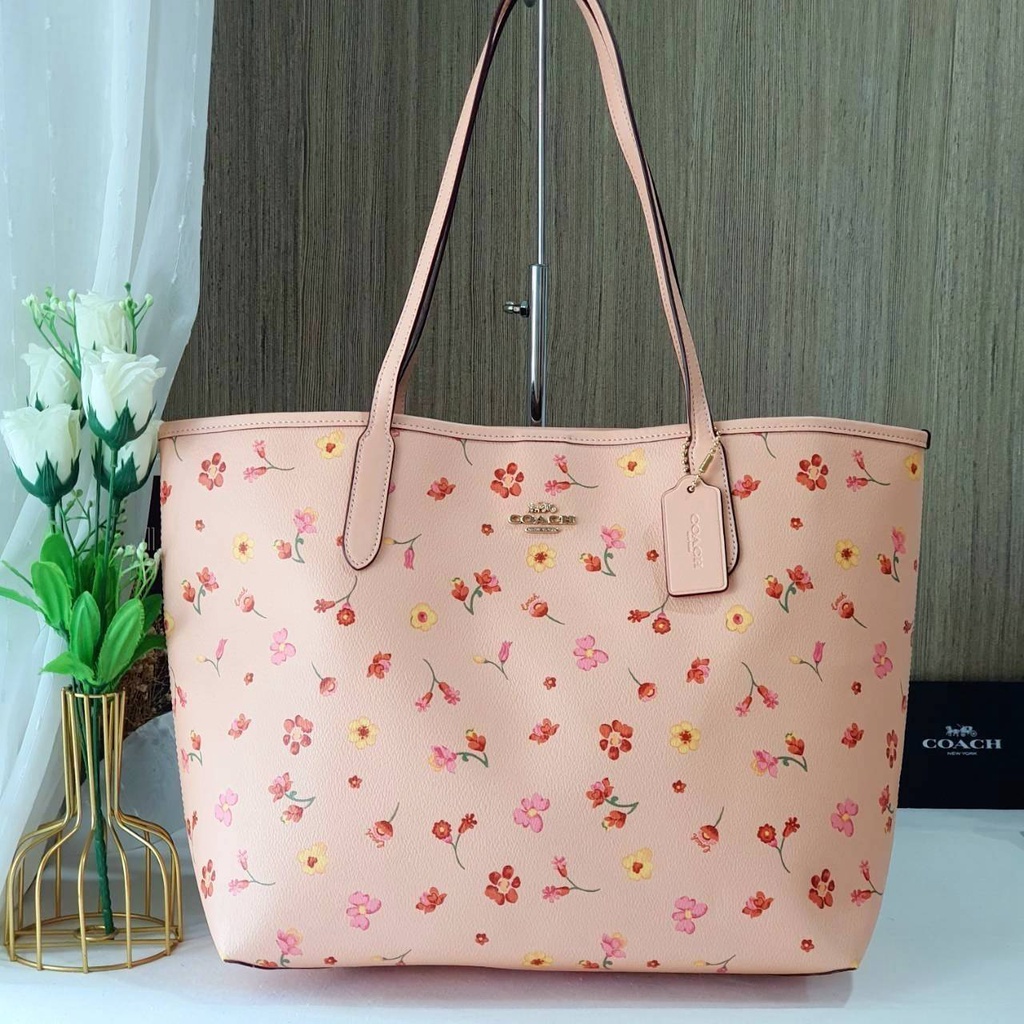 แท้-พร้อมส่ง-coach-c8743-city-tote-with-mystical-floral-print-gold-faded-blush-multi