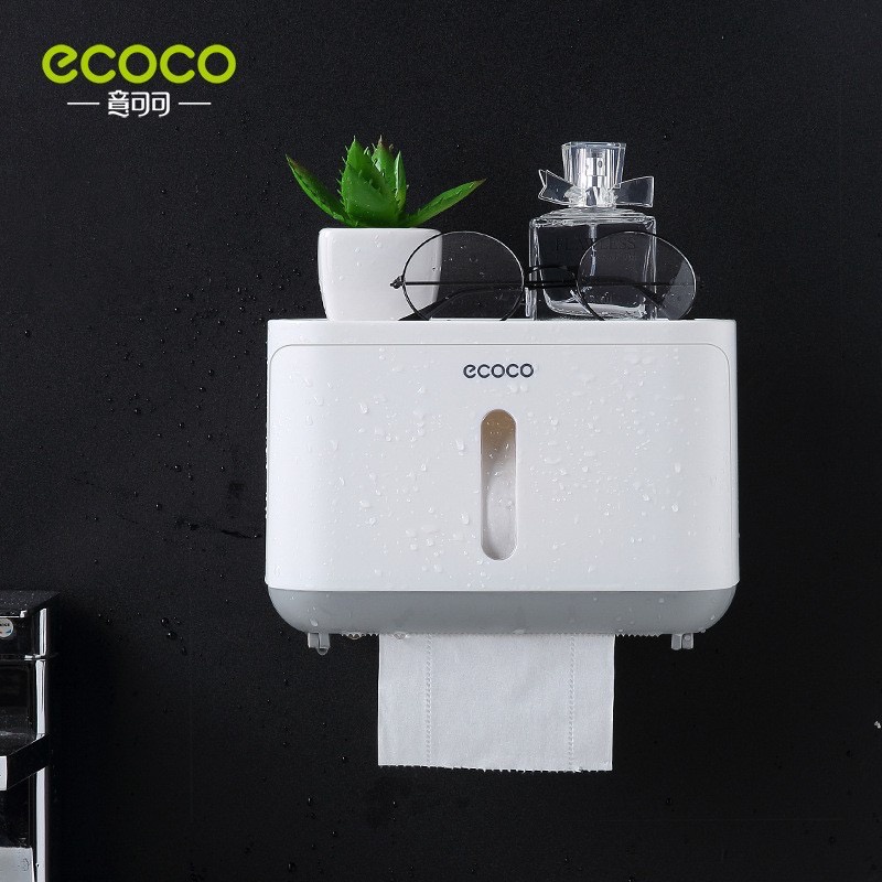 ecoco-ที่ใส่ทิชชู่กันน้ำ-กล่องทิชชู่ในห้องน้ำ-ติดผนัง-ไม่ต้องเจาะผนัง-แข็งแรง-ใส่ได้ทั้งทิชชู่ม้วน-ทิชชู่แผ่น-วางมือถือ