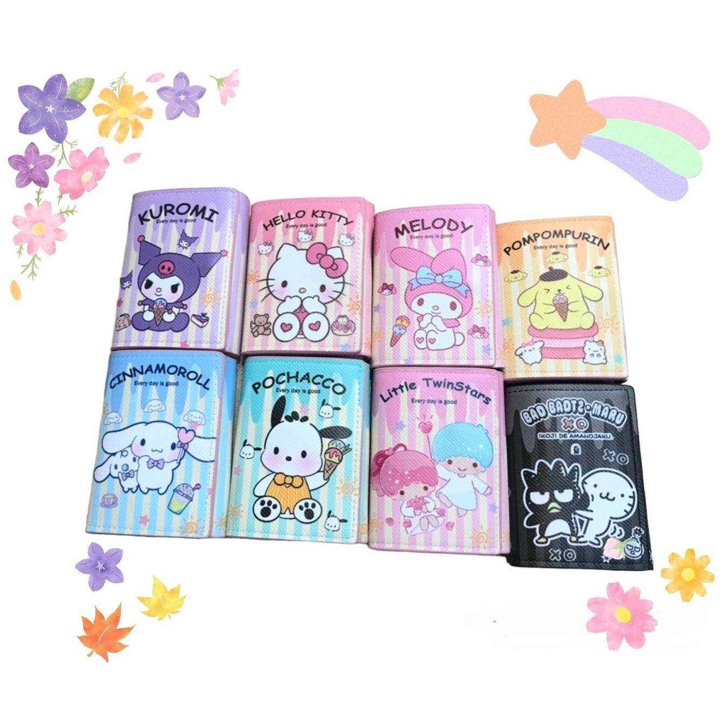 กระเป๋าสตางค์ลายการ์ตูน-sanrio-วัสดุหนัง-pu-พับ-3-ตอน-มีช่องใส่เหรียญ-มีช่องใส่แบงค์-บัตร-พร้อมส่ง