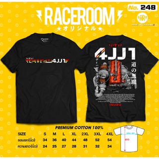 เสื้อยืดคอกลม ลายเครื่องยนต์ 4JJ1 สีดำ RACEROOM