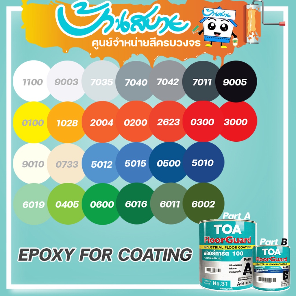 toa-floorguard-100-ฟลอร์การ์ด-100-สีอีพ็อกซี่-สีทับหน้าอีพ็อกซี่ฟิล์มบาง-2-ส่วน-สีทาโรงงาน-สีอุตสาหกรรม-ทาโรงจอดรถ