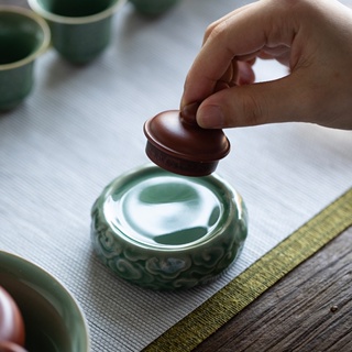 Yue Kiln ชุดฝาปิดหม้อชา ดินเผา สีม่วง อุปกรณ์เสริม สําหรับตกแต่ง [A009]