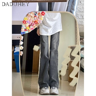 DaDuHey💕 Womens Autumn and Winter 2022 New Black Gray Slightly Flared  Jeans High Waist Slimming Plus Size High Street Mop Pants
