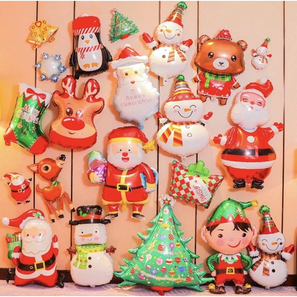 Merry X'mas prop 📷 พร๊อพคริสต์มาส ลูกโปร่ง พร๊อพงานปาร์ตี้ ของแต่งบ้าน พร๊อพถ่ายรูป
