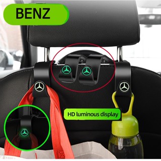 4ชิ้น Mercedes Benz เรืองแสง ตะขอแขวนเบาะหลังรถยนต์ าะเอนกประสงค์ อุปกรณ์เสริม สําหรับ Mercedes Benz AMG GLC GLE CLA GLA W205 W211 W213