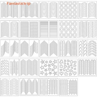 Fantastictrip เล็บมือฝรั่งเศส DIY เคล็ดลับการทําเล็บเคล็ดลับสติกเกอร์ลายฉลุแถบผู้หญิงรูปลอกเล็บแฟชั่น