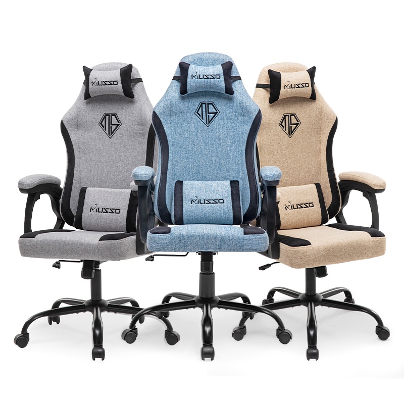 MUSSO รุ่น Navigator Series Model 2 เก้าอี้เกมมิ่งผ้า พร้อมทั้งพนักพิงศีรษะและเอว ไม่มีที่พักเท้า ราคาดีเก้าอี้สีดำ เก้าอี้สีเทา เก้าอี้พนักพิงสูง เก้าอี้เบาะ นุ่ม Gaming Chair