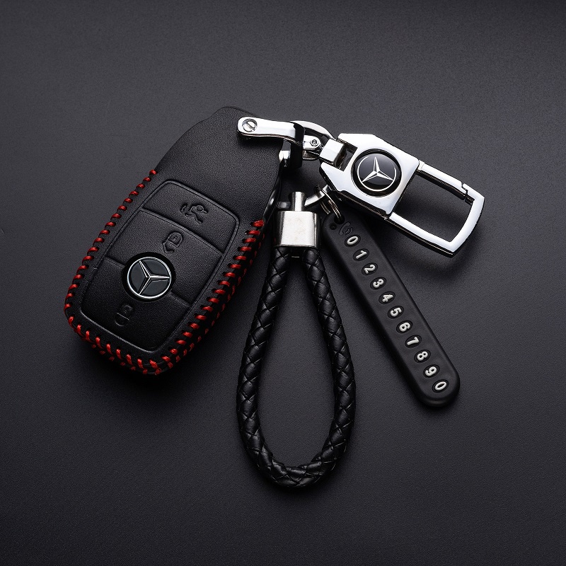 Ontto Custodia Portachiavi In Pelle Per Mercedes Classe C, S, E, CLA, GLA, GLC – Protezione Telecomando, Colore Marrone