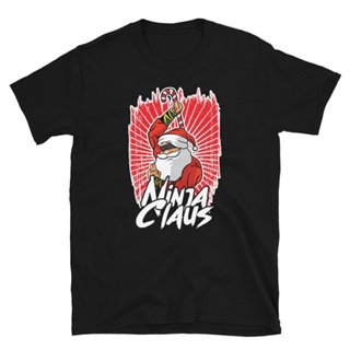 T-shirt เสื้อยืดพิมพ์ลาย Ninja Claus Kung Fu สําหรับผู้ชาย ชุดคริสต์มาสใหม่