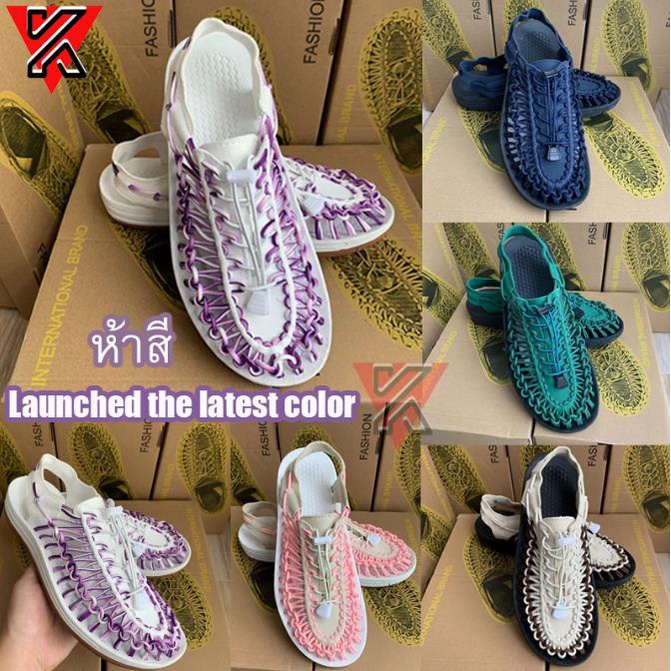 ใหม่สีม่วง-5-สี-keen-รองเท้าแตะชายและหญิง-รองเท้าทอ