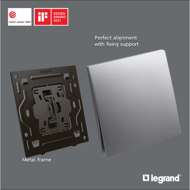 legrand-สวิตช์ทางเดียว-1ช่อง-สีเทาดำ-led-1g-16ax-illuminated-switch-รุ่นมาเรียเซนต์-mallia-senses-dark-silver-281010ds