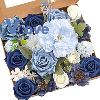 ช่อดอกไม้ประดิษฐ์ ดอกโบตั๋น สีฟ้า สําหรับตกแต่งบ้าน งานแต่งงาน DIY