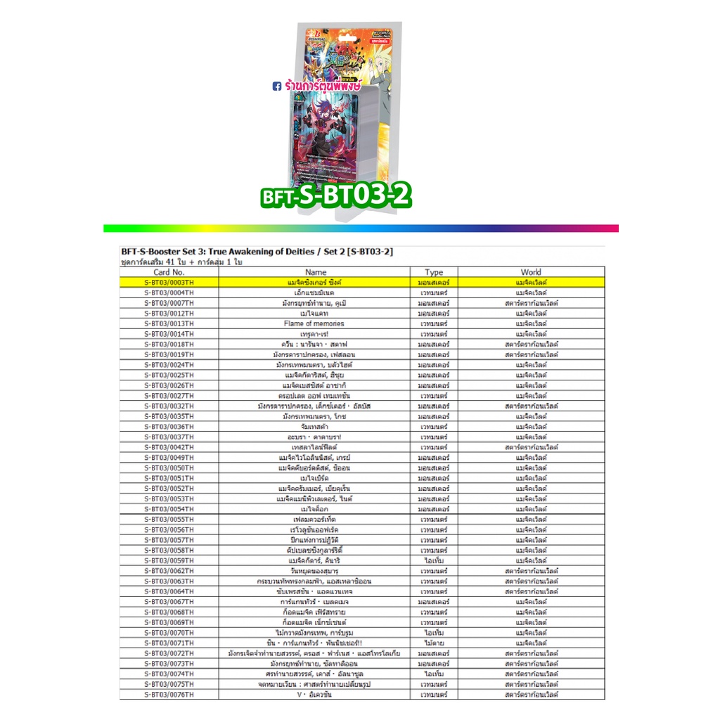 ภาพหน้าปกสินค้าบัดดี้ไฟท์ BFT-S-BT03-2 (Reprint) SBT03 Buddyfight ภาค S ชิน S-BT03-2 RE 30/11/65 จากร้าน peepong7 บน Shopee