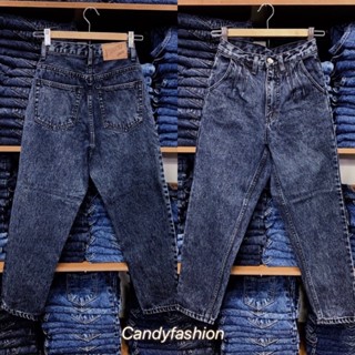 candyfashion กางเกงยีนส์ทรงบอยแต่งจีบหน้า