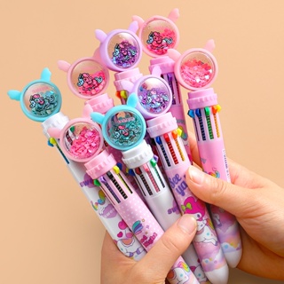 ปากกาลูกลื่น ลายการ์ตูนหมี 10 สี หลากสี สําหรับนักเรียน