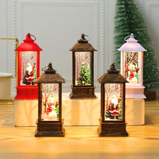 【พร้อมส่ง】โคมไฟ LED รูปตะเกียง มีรูแขวน ลายซานตาคลอส กวาง สำหรับตกแต่งคริสต์มาส โคมไฟคริสต์มาส ไฟประดับ