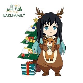 Earlfamily สติกเกอร์ ลายกราฟิก Tokitou Muichirou Christmas Demon Slayer กันน้ํา 13 ซม. x 9.2 ซม. สําหรับติดตกแต่งรถยนต์