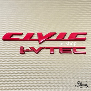 โลโก้ civic i-vtec รุ่น FD สีแดง ชิ้นงานโลหะ ราคาต่อคู่ 2 ชิ้น