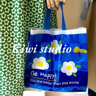 KiwiStudio（แพ็คละ 50 ชิ้น ）ถุงใส่ของขวัญ ถุงพลาสติกดอกไม้สีฟ้า（SK0060）