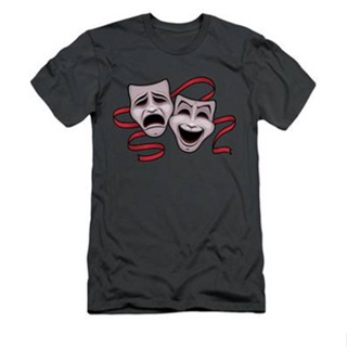 Comedy And Tragedy Theater Masks T-Shirt เสื้อครอปสายฝอ เสือยืดผู้ชาย เสื้อแฟชั่นผญ2022 อื่นๆ เสื้อคนอ้วนผญ