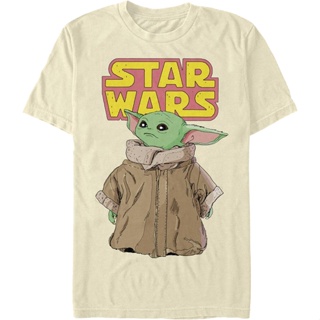 Retro Animated The Child The Mandalorian Star Wars T-Shirt เสื้อคู่วินเทจ เสื้อโอเวอร์ไซ เสื้อยืดสีขาวผู้ชาย