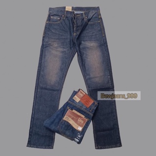กางเกงยีนส์ขายาวผู้ชาย ทรงกระบอกเล็กมาตรฐาน สีฟอกสวย เอว28-44