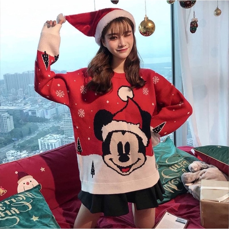 เสื้อสเวตเตอร์ไหมพรม-mickeyซานตร้า-สุดน่ารักงานสวยเนื้อผ้าดีสุดๆ