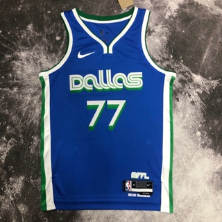 เสื้อกีฬาบาสเก็ตบอล Dallas Mavericks No.77 สําหรับผู้ชาย 22-23 #77 เสื้อกั๊กบาสเก็ตบอล สีฟ้า