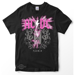 ปิดเนื้อ ปิดพุง ดูบาง [cool] T-Shirt / Premium Tshirt ACDC logo pink / ACDC - Plug me in / T-Shirt For Women Men / ROCK