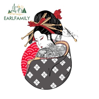 Earlfamily สติกเกอร์ไวนิล Geisha ป้องกันรอยขีดข่วน ขนาด 13 ซม. x 9.3 ซม. สําหรับตกแต่งหมวกกันน็อครถจักรยานยนต์ รถยนต์ DIY