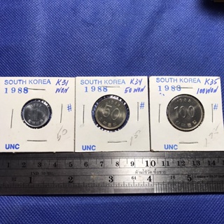 ชุดเหรียญหมุนเวียน ปี1988 SOUTH KOREA เกาหลีใต้ 1/50/100 WON UNC เหรียญสะสม เหรียญต่างประเทศ เหรียญเก่า หายาก ราคาถูก
