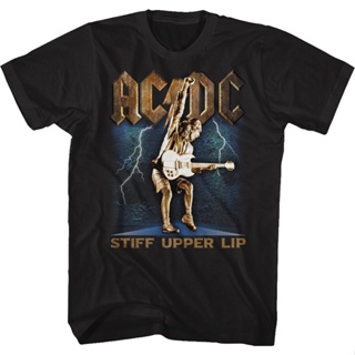 Stiff Upper Lip ACDC T-Shirt เสื้อยืดสีขาว เสื้อยื เสื้อยืดผู้ชาย