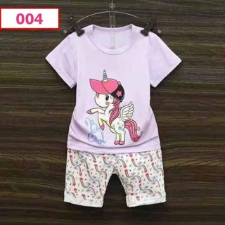 SNNG-004 ชุดเสื้อ ชุดเด็กหญิงแขนสั้น ขาสั้น 3 ส่วนสีม่วง Pony