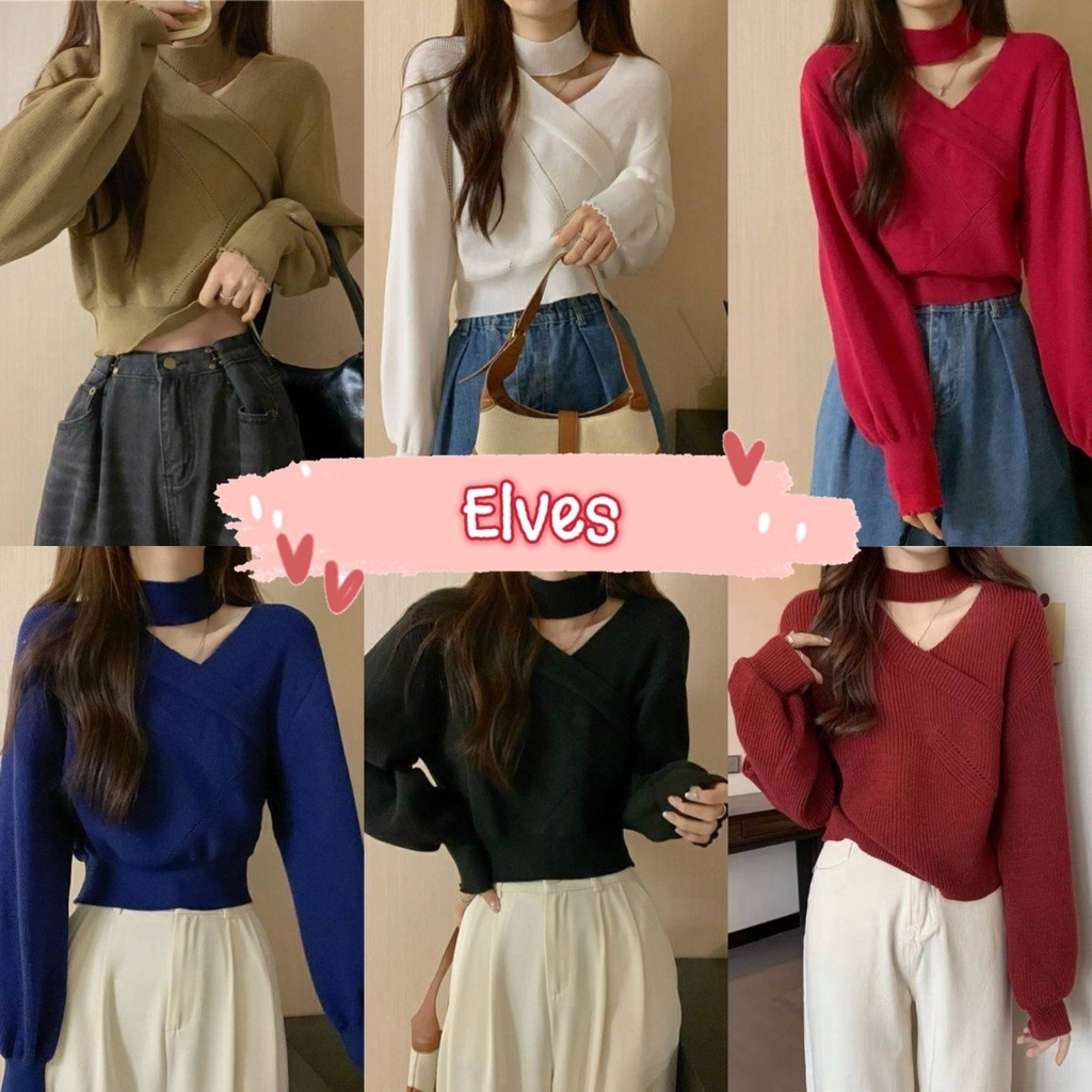 elves-พร้อมส่ง-เสื้อไหมพรมแขนยาว-ผ้าร่องดีเทลสายคลองคอเก๋ๆกันหนาวเบาๆ-7989