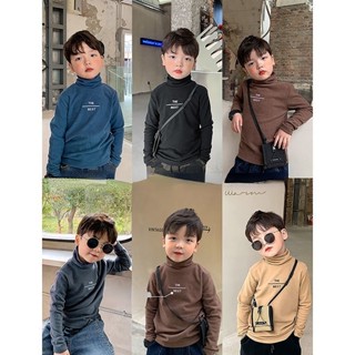 เสื้อยืดแขนยาวเด็กผู้ชาย / เสื้อคอเต่าฤดูใบไม้ร่วงและฤดูหนาว / กำมะหยี่ / เสื้อยืดผ้าฝ้ายเทอร์มอล