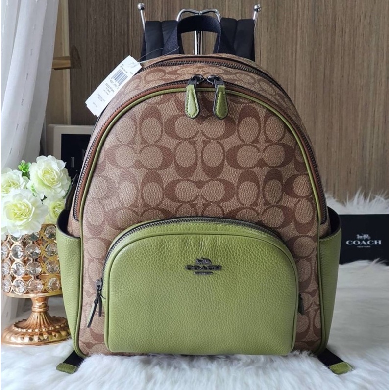 สด-ผ่อน-เป้-10-นิ้ว-เป้กลาง-เขียว-coach-5671-court-backpack-in-signature-canvas