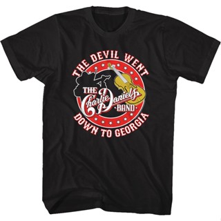 The Devil Went Down To Georgia Charlie Daniels T-Shirt เสื้อยืดชาย เสื้อยืดไม่ต้องรีด