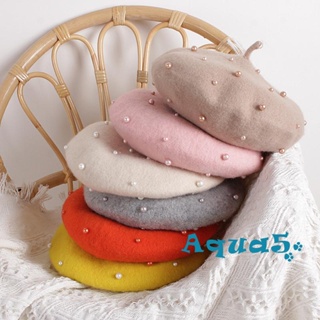 Aqq-หมวกเบเร่ต์ แต่งไข่มุกน่ารัก สไตล์เจ้าหญิง หลายสี แฟชั่นฤดูใบไม้ผลิ ฤดูใบไม้ร่วง ฤดูหนาว สําหรับเด็กผู้หญิง