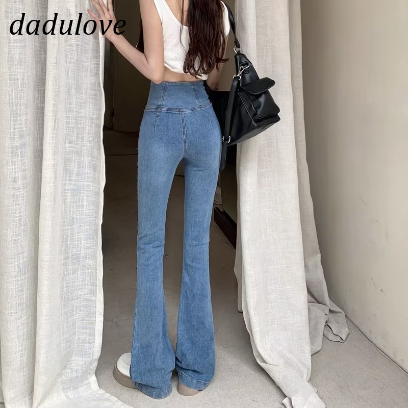 dadulove-new-korean-version-ins-large-size-fashion-flared-jeans-high-waist-niche-womens-wide-leg-pants