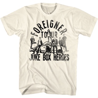 Juke Box Heroes Tour Foreigner T-Shirt เสื้อยืดเปล่า เสื้อยืดแขนสั้น
