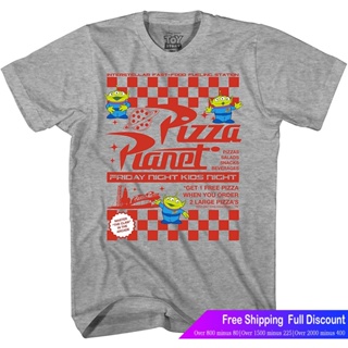 ดิสนีย์เสื้อยืดลำลอง Disney Toy Story Pizza Planet Flyer Mens Adult Graphic Tee T-Shirt Disney Team_*2