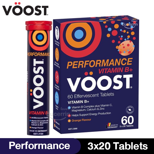 ภาพหน้าปกสินค้าVoost Vitamin B+ Performance Effervescent 60 Pack วิตามินบีรวมเม็ดฟู่ รสส้ม