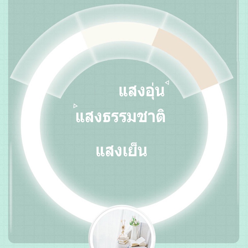 dokkhuen-กระจกโต๊ะเครื่องแป้ง-กระจกแต่งหน้าไลฟ์สด-led-กระจกกลม-กระจกตั้งโต๊ะ-พร้อมฐาน-กระจกแต่งหน้าความงาม-กระจกแต่งหน้า