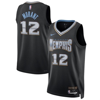 เสื้อกีฬาบาสเก็ตบอล NBA Memphis Grizzlies No.12 สีดํา เบอร์ 22-23 #12 เสื้อกั๊กบาสเก็ตบอล Au Version Hot Press สําหรับผู้ชาย