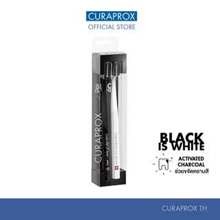 ชุดแปรงสีฟัน CURAPROX Black Is White toothbrushes duo (white/black) จำหน่ายเป็นคู่ เหมาะสำหรับช่วยขจัดคราบสีบนผิวฟัน