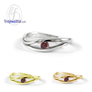 Finejewelthai-แหวนโกเมน-แหวนเงินแท้-พลอยแท้-พลอยประจำเดือนเกิด-Garnet-Silver-Ring-R1234gm (เลือกสีตัวเรือนได้)