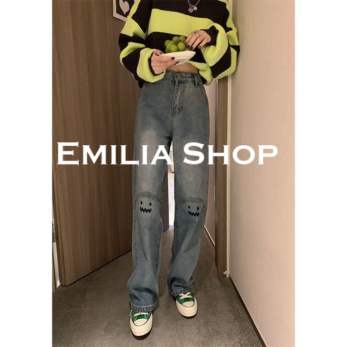 emilia-shop-กางเกงขายาว-กางเกงเอวสูง-กางเกงขายาวผู้หญิงสไตล์เกาหลี-2022-ใหม่-ทันสมัย-chic-unique-พิเศษ-es220340-36z230909