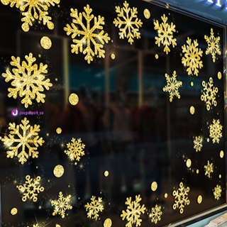 สติกเกอร์วอลล์เปเปอร์ ลายเกล็ดหิมะ ประดับกลิตเตอร์ สําหรับตกแต่งผนังบ้าน กระจก หน้าต่าง ห้องเด็ก วันคริสต์มาส ปีใหม่